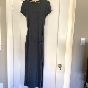 James Perse grey, short sleeved long dress,  side slit, size 1